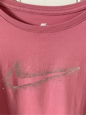 Nike Plus 3X Dusty Pink 100% Cotton Knit Top w/Silver Swoosh, EUC